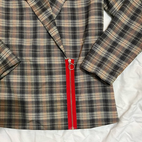 Vintage Orange Plaid Blazer - Picture 2 of 2